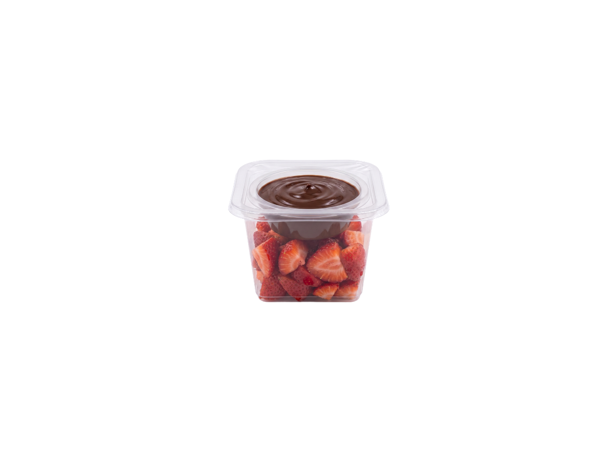 KIT POTE PORÇÃO MORANGO COM CHOCOLATE, FONDUE DE CHOCOLATE